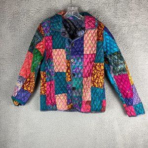 Vintage Reversible Lightweight Jacket Womens Small S Floral Patchwork